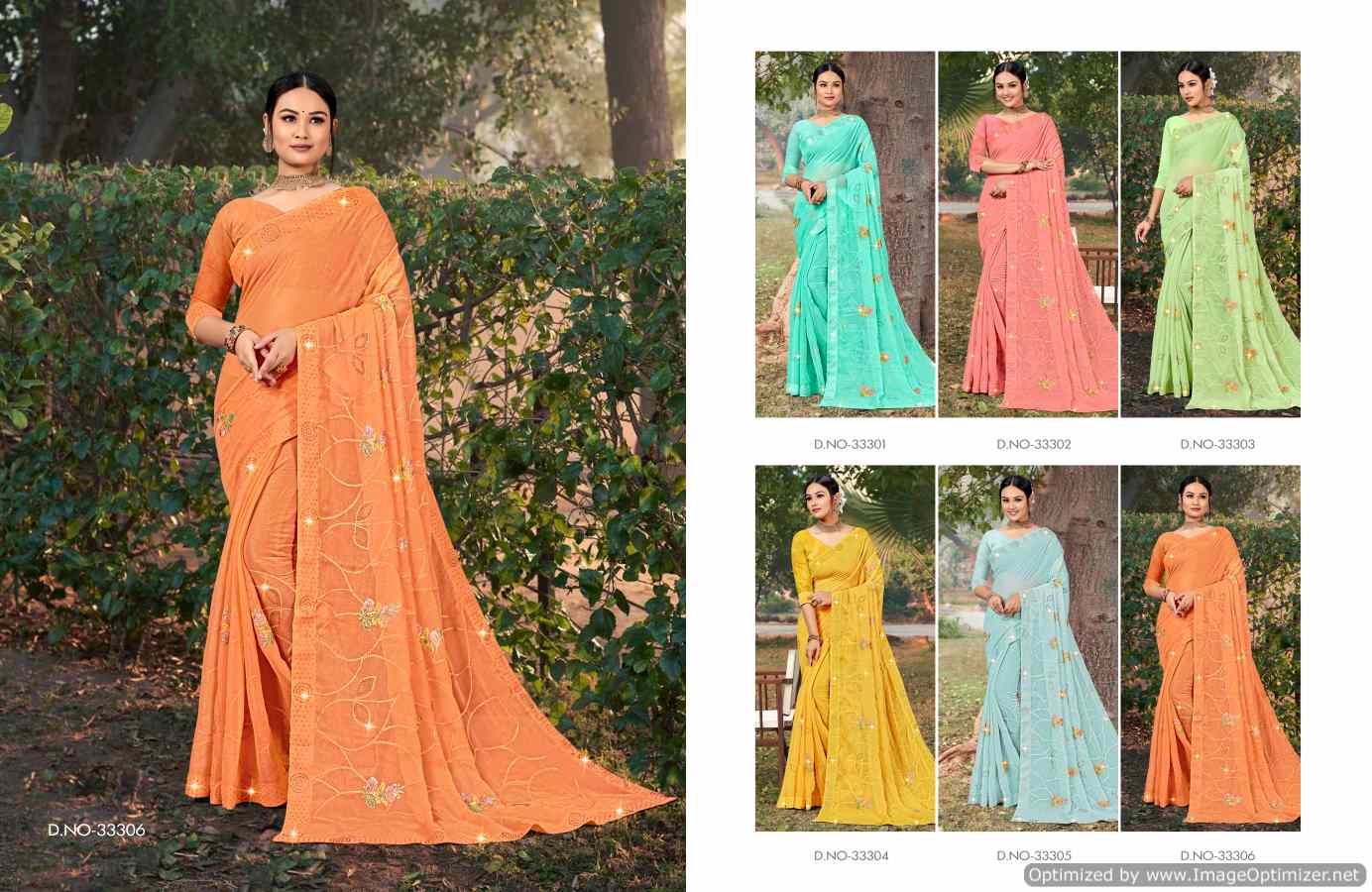 Saroj Advika 4 Fancy Simar Festive Wear Wholesale Chiffon Saree Catalog
